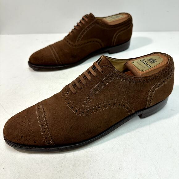 NEW HEELS Polo Ralph Lauren Bench Made Brown Suede Oxford Brogue USA 10.5 C main image 9